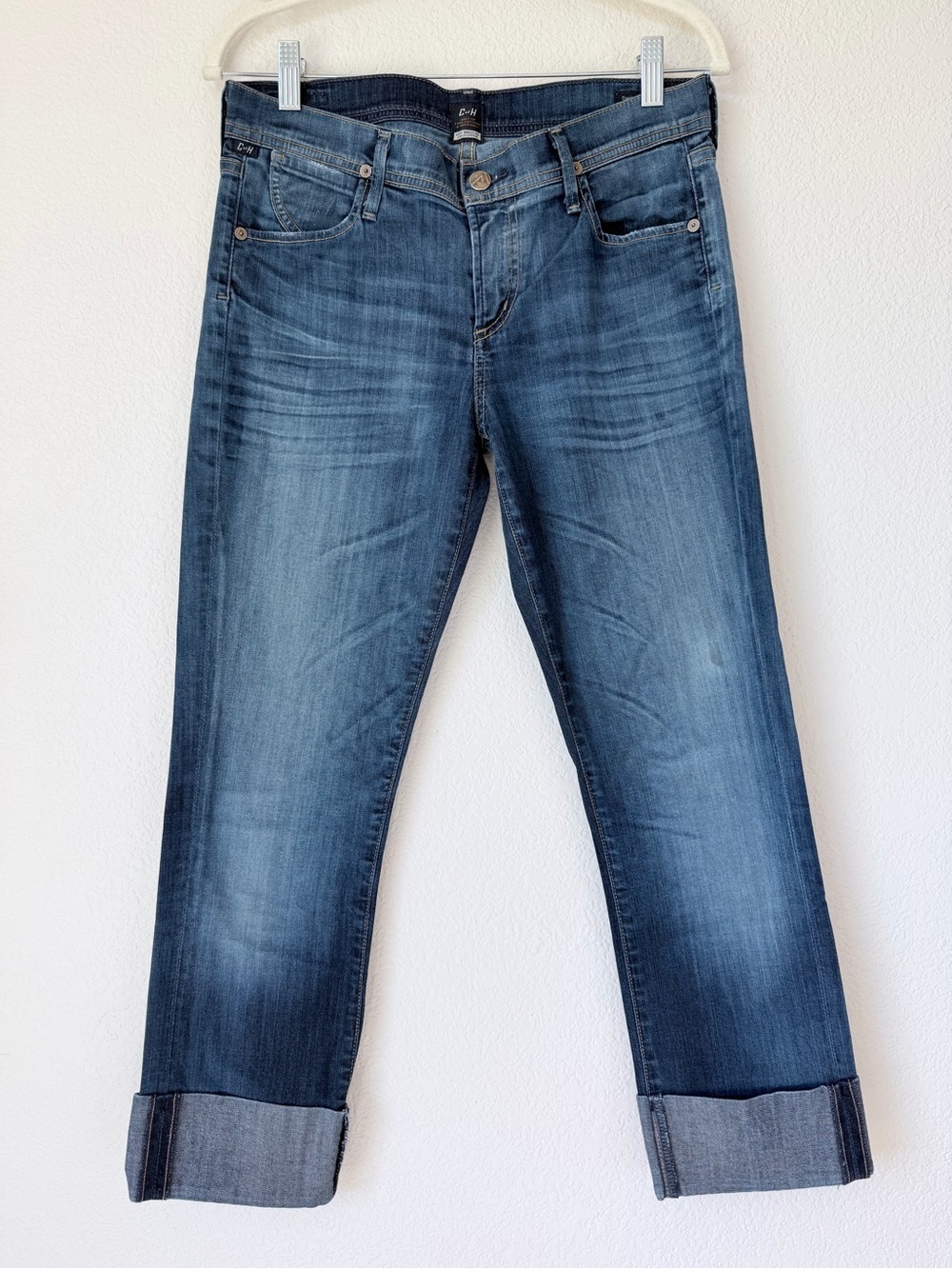 Citizens of Humanity Dani Cropped Straight Leg Jeans Size 28 Medium Wash Cuffed